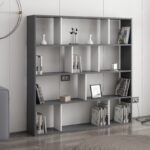 Βιβλιοθήκη Hodbi ανθρακί άσπρο μελαμίνη 145 2x25x145εκ ed3905