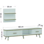 Έπιπλο τηλεόρασης Aren άσπρη χρυσή μελαμίνη 180x35x43 6cm ed3956 - Image 2