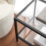 Έπιπλο τηλεόρασης Elementare μαύρο μέταλλο γυαλί 130x40x45cm ed4045 - Image 4