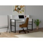 Γραφείo Brescia λευκό μαύρο μελαμίνη 120x55x95 8cm ed4113