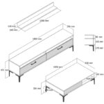 Σετ επίπλων σαλονιού Istanbul καρυδί κρεμ μελαμίνη 180x35x47cm μεταλλικά πόδια ed4121 - Image 2