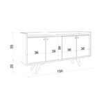 Μπουφέ Piranha μελαμίνη oak ανθρακί 150x40x75cm ed4253 - Image 2