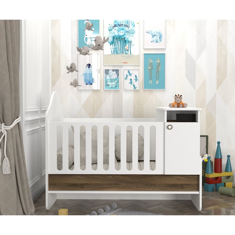 4380_0-800x800 Παιδικό κρεβάτι Lora άσπρο καρυδί μελαμίνη 133 6x92 5x105εκ ed4380 - Image 1