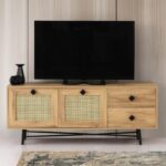 Έπιπλο TV Frosinone oak μαύρο χρώμα μελαμίνη 140x40x60cm ed4398