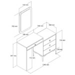 Κονσόλα Lizbon με καθρέπτη καρυδί άσπρο 124x40x84 7cm ed4411 - Image 2