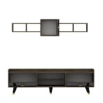 Σύνθετο τηλεόρασης Rosa καρυδί μαύρο μάρμαρο μελαμίνη 180x35x52εκ ed4415 - Image 5