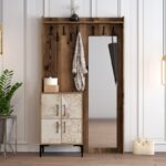 Έπιπλο εισόδου Berlin καρυδί άσπρο μάρμαρο μελαμίνη μεταλλικά πόδια 120x35x200εκ ed4584