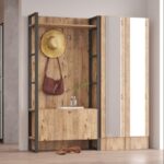 Έπιπλο εισόδου Faro atlantic pine μελαμίνη μεταλλικός σκελετός 90x34x180εκ ed4641