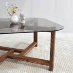 Τραπέζι σαλονιού Zen δρυς ξύλο επιφάνεια γυαλί 80x80x40εκ ed4653 - Image 4