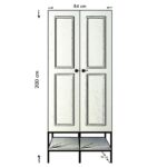 Ντουλάπα Martin άσπρη μαύρη χρυσή μελαμίνη 84x50x200cm ed4656 - Image 2