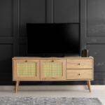 Έπιπλο TV Frosinone oak μαύρο χρώμα μελαμίνη 140x40x60cm ed4672 - Image 5