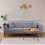 Καναπές κρεβάτι τριθέσιος με δίσκο Liones γκρι 223x94x82cm ed4966