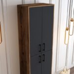 Ντουλάπι Berlin καρυδί ανθρακί μελαμίνη 60x35x200cm μεταλλικά πόδια ed503 - Image 4
