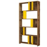 Βιβλιοθήκη Lima καρυδί κίτρινο μελαμίνη 90x20x180εκ ed5126 - Image 3