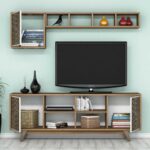 Έπιπλο τηλεόρασης Inch καρυδί κρεμ 160x35x56 2cm ed5172 - Image 5