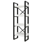 Βιβλιοθήκη Adisa άσπρο μελαμίνη μεταλλικός σκελετός 63x32x150εκ ed5226 - Image 3