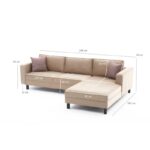 Γωνιακός καναπές Kale Right velvet κρεμ 258x181x83cm ed5232 - Image 3