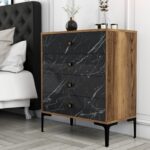 Συρταριέρα Lisbona καρυδί μαύρο 76x40x90 7cm ed5347