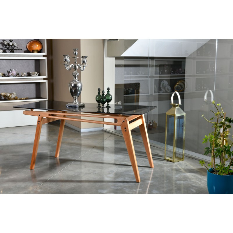 5391_0-800x800 Τραπέζι Sole oak χρώμα ξύλο γυαλί 160x80x75cm ed5391 - Image 1