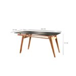 Τραπέζι Sole oak χρώμα ξύλο γυαλί 160x80x75cm ed5391 - Image 2