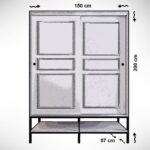 Ντουλάπα Martin συρόμενη άσπρη μαύρη χρυσή μελαμίνη 150x57x200cm ed5427 - Image 2