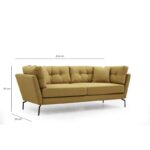 Καναπές τριθέσιος Pata ξύλο ύφασμα μουσταρδί 214x90x84cm ed5467 - Image 2