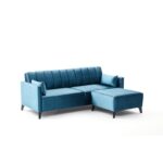 Γωνιακός καναπές Ova Turquoise 206x165x80cm ed5515 - Image 3