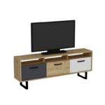 Έπιπλο tv Lida λευκό oak ανθρακί χρώμα μελαμίνη 150x29 6x40cm ed5525 - Image 4