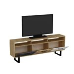 Έπιπλο tv Lida λευκό oak ανθρακί χρώμα μελαμίνη 150x29 6x40cm ed5525 - Image 3