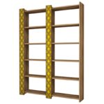 Βιβλιοθήκη City 2 καρυδί κίτρινη 124 6x24 2x170cm ed5568 - Image 3