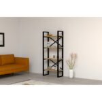 Βιβλιοθήκη Alaro sapphire oak μελαμίνη και μέταλλο 66x32x150cm ed5604