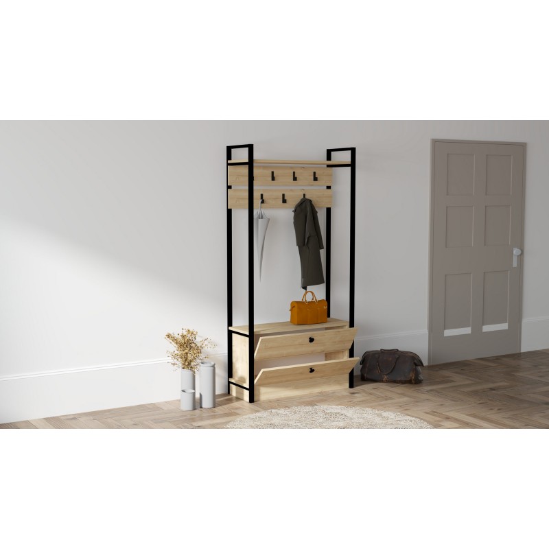 5673_0-800x800 Έπιπλο εισόδου Manolya Sapphire μελαμίνη μεταλλικός σκελετός 90x33x180εκ ed5673 - Image 1