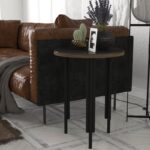 Βοηθητικό τραπέζι Mine 44x58cm μέταλλο ανθρακί μελαμίνη καρυδί ed5748