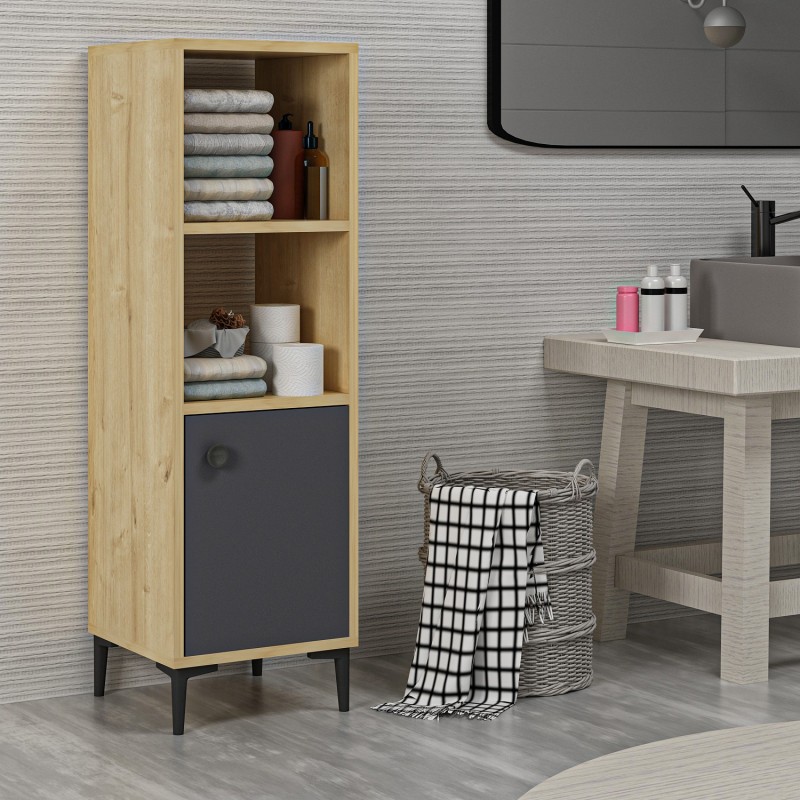 5787_0-800x800 Ντουλάπι μπάνιου Alone Sapphire Oak ανθρακί 38 6x35x115cm ed5787 - Image 1