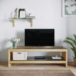 Έπιπλo tv Forli oak χρώμα ξύλο γυαλί 140x40x45cm ed5813 - Image 5