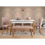 Τραπεζαρία Santiago 6 τεμάχια μελαμίνη pine άσπρη 120x75cm ed5875