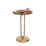 Βοηθητικό τραπέζι ξύλο καρυδί μέταλλο χρυσ΄ό 40x60cm ed5880 - Image 2