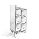 Βιβλιοθήκη Lago ανθρακί καρυδί χρώμα 55 4x22x129 2cm ed5895 - Image 3