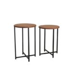 Τραπέζια σαλονιού set 2τεμ Neta oak μελαμίνη μέταλλο 35x55cm ed6000 - Image 3