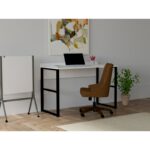 Γραφείο Lettera λευκό μαύρο χρώμα μέταλλο 120x60x75cm ed6073
