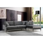 Γωνιακός καναπές Papiro Right 283x180cm ανθρακί ed615