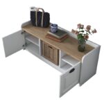 Έπιπλο εισόδου Povoli άσπρο καρυδί μελαμίνη 120x40x45εκ ed6198 - Image 3