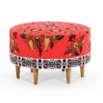 Σκαμπό Como κόκκινο ξύλινα πόδια 65x65x40εκ ed6257