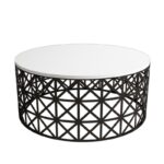 Τραπέζι σαλονιού Ferfor άσπρο μελαμίνη μεταλλικά πόδια 90x38x90εκ ed6262 - Image 3