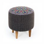 Σκαμπό Enna γρκι ξύλινα πόδια 40x40x42εκ ed6267 - Image 2