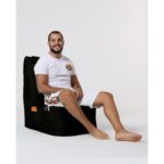 Πουφ Diamond αδιάβροχο ύφασμα μαύρο 60x35cm ed6274 - Image 4