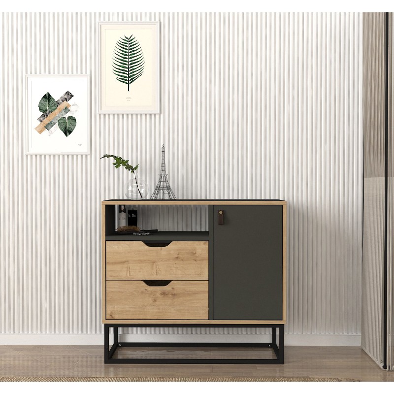 6321_0-800x800 Μπουφέ Barbara Sapphire ανθρακί χρώμα 90x80x35cm ed6321 - Image 1