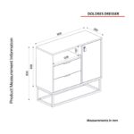 Μπουφέ Barbara Sapphire ανθρακί χρώμα 90x80x35cm ed6321 - Image 2