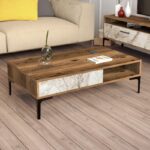 Τραπέζι σαλονιού Istanbul καρυδί άσπρο μάρμαρο μελαμίνη μεταλλικά πόδια 105x60x32 6εκ ed6366