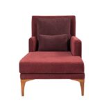 Ανάκλινδρο Sofia κεραμιδί ύφασμα ξύλινα πόδια 79x100x167cm ed6455 - Image 4